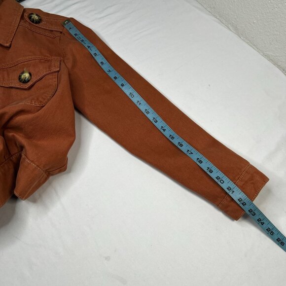 Free People Eisenhower Denim Jacket Boxy Fit Terracotta Orange Small - Picture 11 of 15
